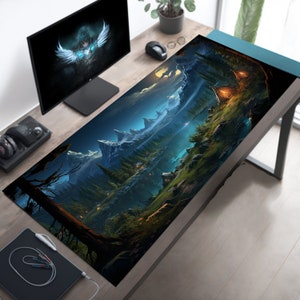 Western Mountain Camping Desk Mat: Large Gaming Mousepad