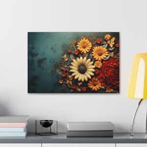 Old Western Vintage Style Floral Wall Art, Canvas Home Decor, Western Wall Decor, Old West Home Art for Any Room, Ready to Hang