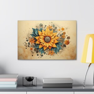 Pale Blue and Ochre Vintage Style Old Western Wall Art, Large Canvas Print, Canvas Wall Decor, Canvas Art for Any Room, Ready to Hang