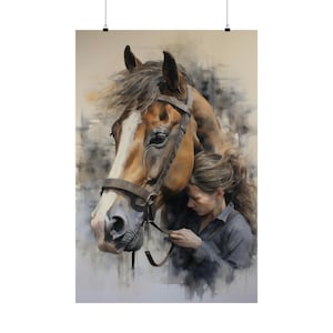 Horses are Therapy Poster, Horse and Woman, Horse Wall Art, Horse Poster Print, Horse Art Print, Equine Wall Decor, Horse Room Decor