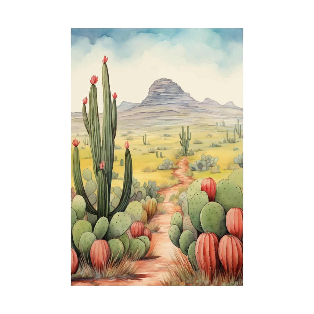 Desert Wall Decor, Desert Cactus Poster, Southwestern Home Decor