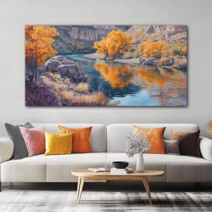 Autumn in the Canyon - Wide Canvas Wall Art - Western Wall Decor - Serene and Tranquil Mood Decor - Living Room Art - Office Wall Hanging