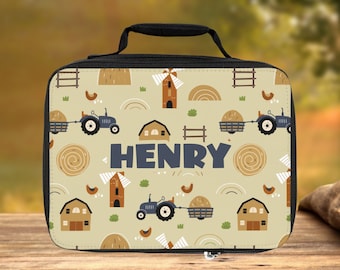 Personalized Farmyard Lunchbox, Tractor Design - Back to School Gift