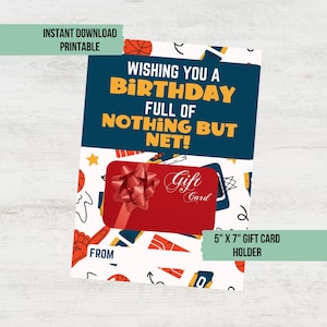 Porte-carte cadeau de basket-ball à imprimer, carte d'anniversaire de basket-ball pour joueur, cadeau pour entraîneur de basket-ball, remerciement pour entraîneur