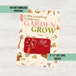 Porta-cartão de presente de jardineiro para impressão, porta-cartão de presente de Páscoa, porta-cartão de presente de dia das mães, cartão de suporte de pacote de sementes, jardim das avós