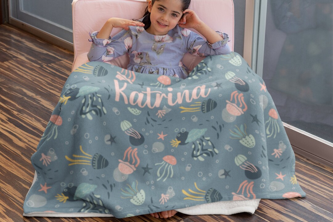 Personalized Jellyfish Blanket for Kid Custom Blanket Etsy