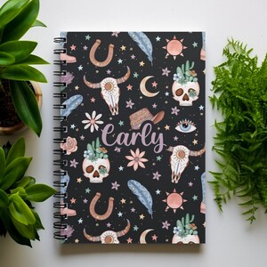 Custom Western Notebook for Girl / School Notepad Personalized with Name / Retro Western Country Party Favor / Teen Girl Back to School Gift