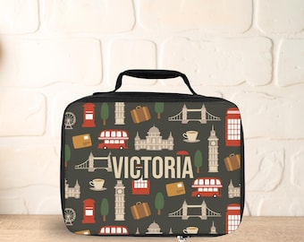 Personalized London Lunchbox, Kid's Insulated School Bag