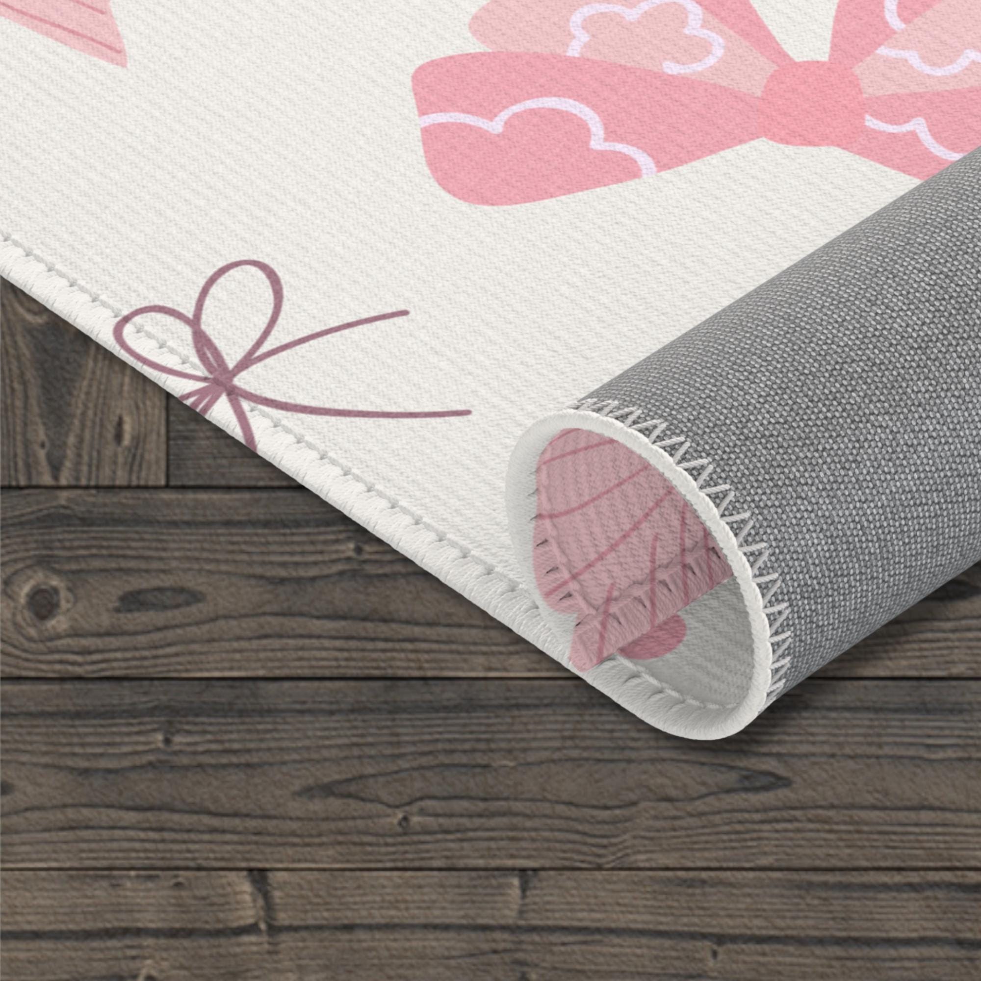 Coquette Rug Personalized Pink Bow Nursery Rug – Coquette Baby Room Rug – Custom ...