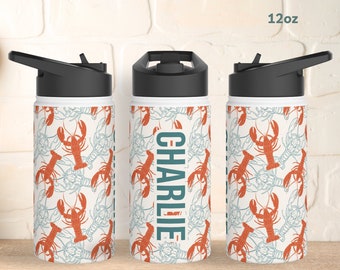 Personalized Lobster Stainless Steel Water Bottle, Kids Camp Bottle