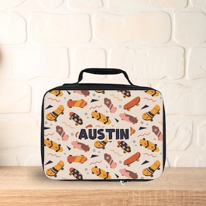 Personalized Skateboard Lunch Box for Kids, Custom Lunch Box, Skateboard Lunch Bag, Lunch Bag for Her, Kids Lunch Box, Insulated Lunch Box