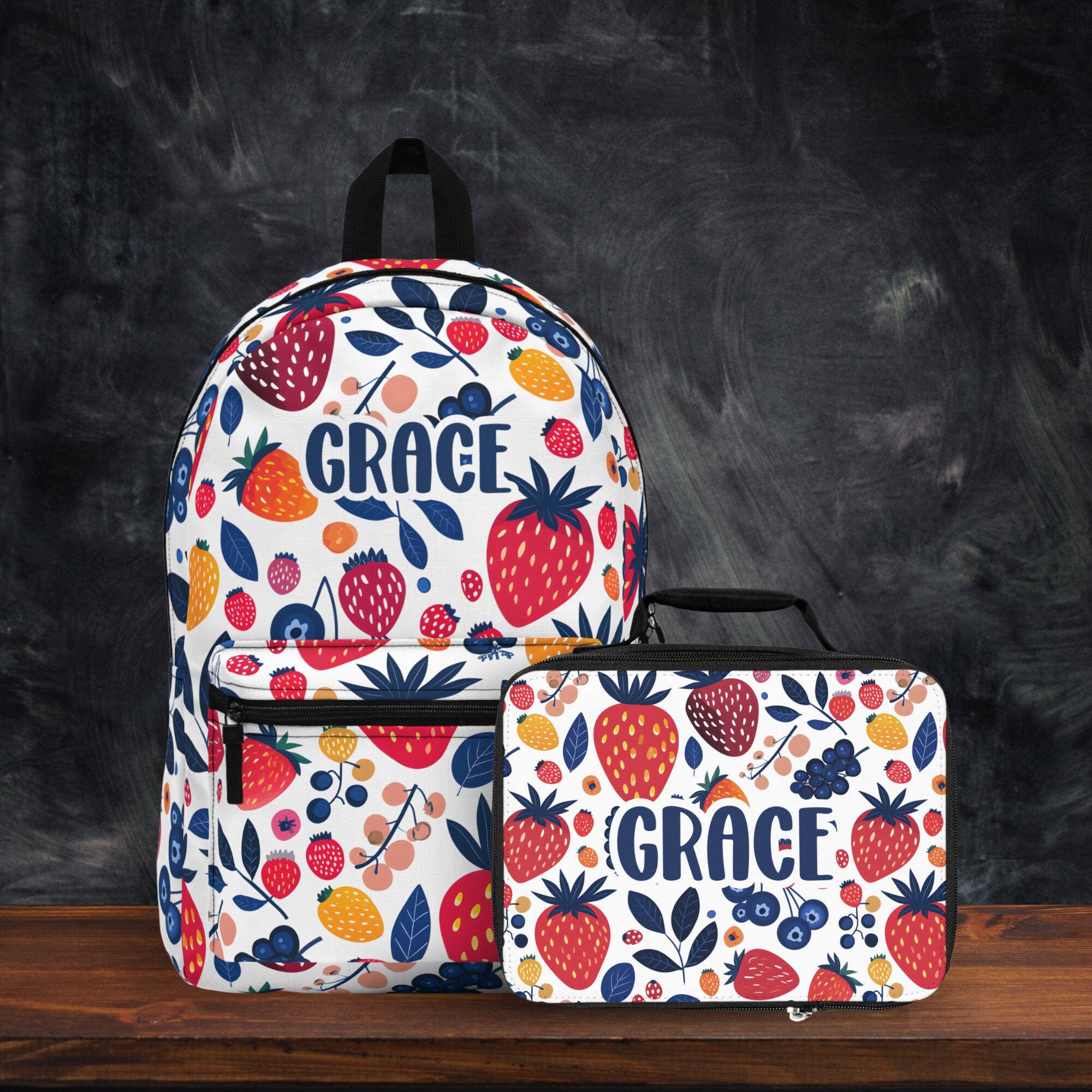 Berries Backpack with Custom Name / Personalized Girls Fruit Backpack / Strawberry Book Bag for School / Kids Travel Bag / Cute Diaper Bag