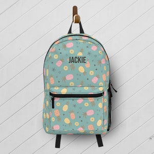 Pineapple Backpack Lunchbox Set, Cute Tropical Fruit Book Bag Personalized Gift for Her, Hawaii Trip Travel Carry On Bag