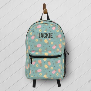 Personalized Pineapple Backpack for Kids, Tropical Hawaii School Bag, Custom Name Book Bag with Lunchbox Option