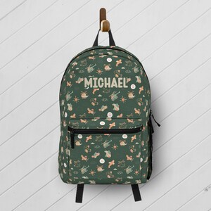 Plane Backpack Personalized, Kid School Bag, Green Plane School Bag, Custom Name Backpack, Cute Plane Backpack for Girl, Boho Airplane Bag