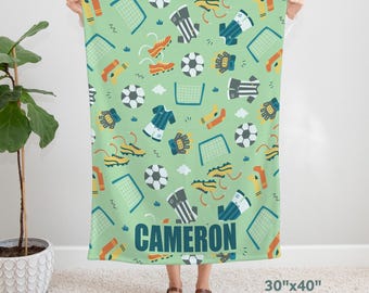 Personalized Soccer Velveteen Blanket, Custom Name Gift