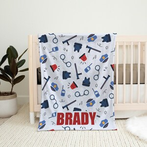 Police Blanket Personalized with Kids Name / Law Enforcement Family Custom Blanket / Police Officer Baby Shower Gift / Cozy Throw Blanket