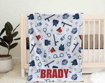 Personalized Police Velveteen Blanket, Law Enforcement Gift