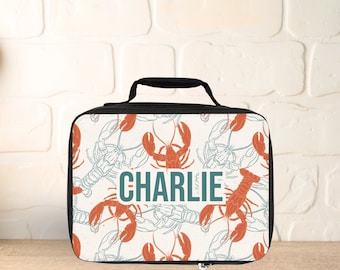 Personalized Lobster Lunchbox, Insulated Coastal Lunch Bag