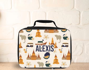Personalized Thailand Lunchbox, Insulated Kids School Lunch Bag