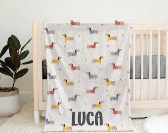 Personalized Dachshund Blanket, Custom Dog Lover Gift