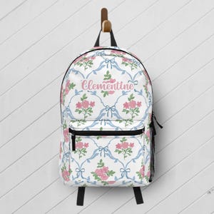 Floral Backpack with Custom Name: Cottagecore School Bag