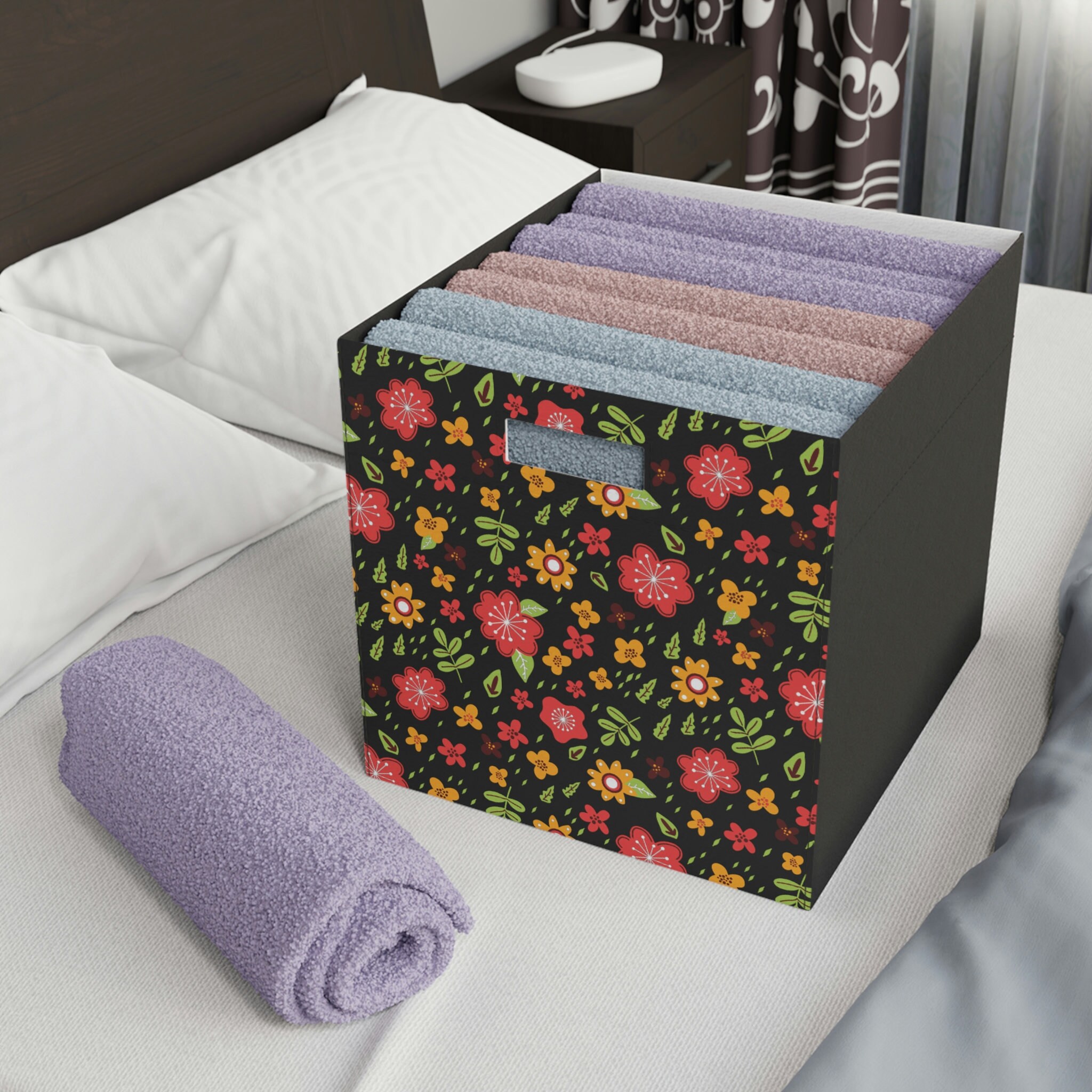 Retro Flowers Bedroom Storage Box Foldable Storage Box Felt Etsy