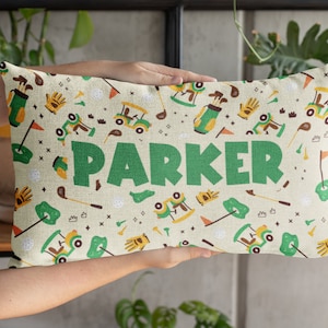 Personalized Golf Pillow, Custom Name Nursery Decor, Kids Name Pillow Cover, Birthday Gift Ideas, Custom Made Pillow, Kids Bedroom Decor