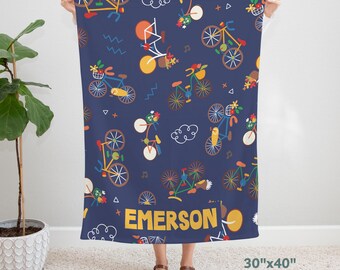 Personalized Bicycle Velveteen Blanket, Baby Swaddle Gift