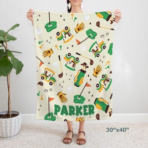 Personalized Golf Kids Blanket / Golf Name Blanket / Baby Boy Golf Theme Blanket / Baby Shower Gift for Golfing Family / Cozy Toddler Gift