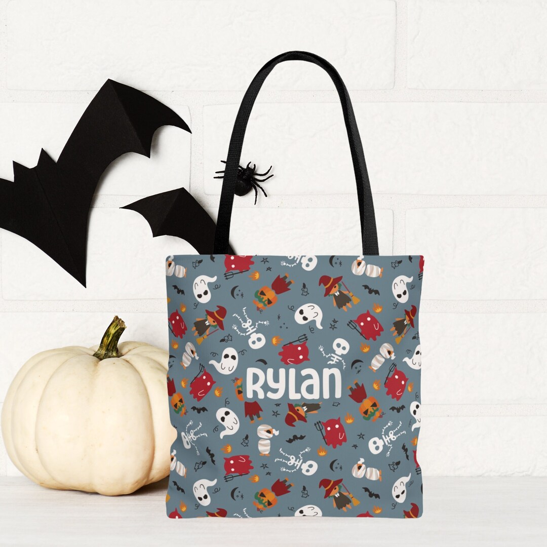 Personalized Halloween Tote Bag: Custom Trick or Treat Candy Bag - Etsy