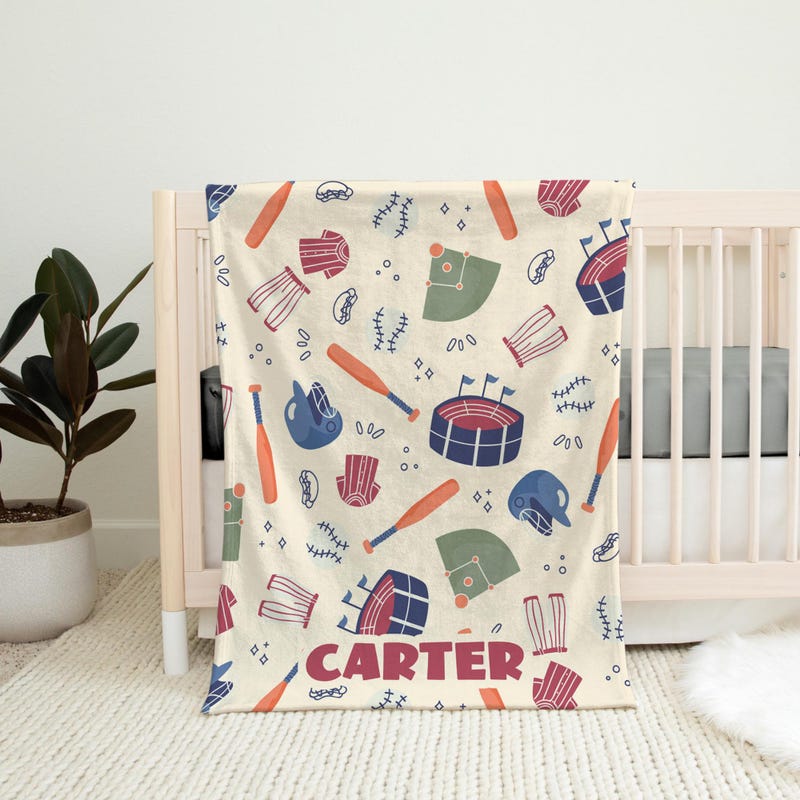 Vintage Sports Personalized Baby Blanket