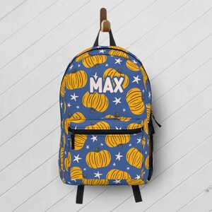 Pumpkins Backpack with Name, Personalized Backpack for Kids Back to School, Halloween Backpack Set Custom Name, Kindergarten Book Bag