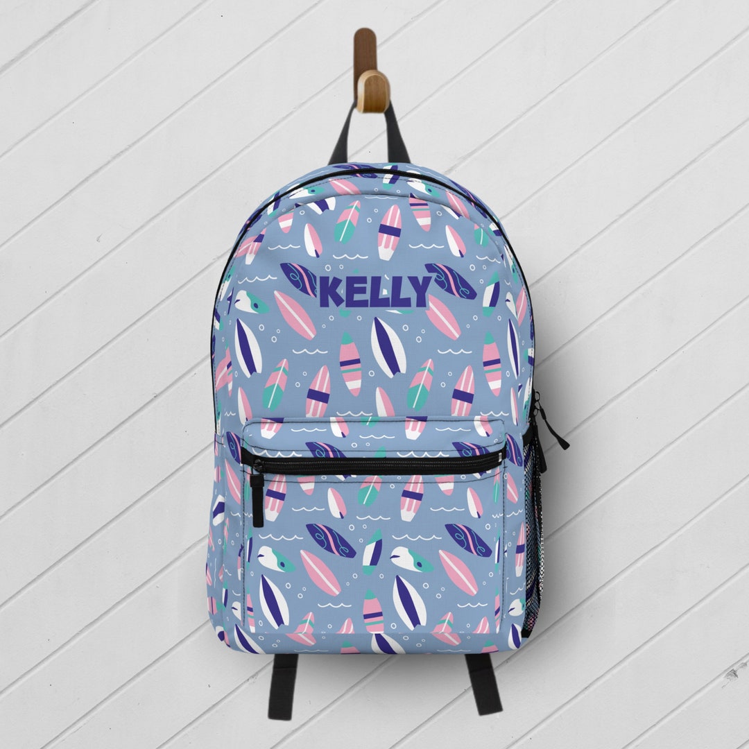 Surfboad Design Backpack Personalized Surfboard Backpack, Custom Name School Bag - Etsy
