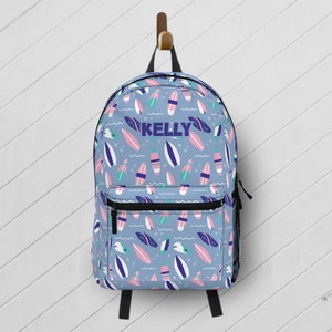 Personalized Kids Surfer Backpack Custom Beach Themed School Bag Kid s Surfboard Backpack With Name Unique Personalized School Gear Etsy