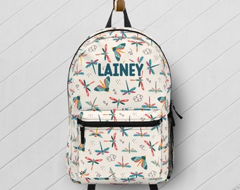 Dragonfly Kids Backpack, Personalized Name, Insect Book Bag
