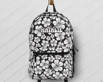 Hibiscus Flower Backpack, Bouquet Garden Island Beach Lover  display picture 1