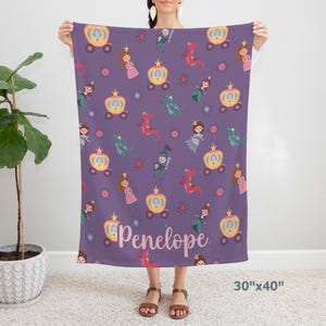 Princess Blanket with Name, Personalized Kids Blanket, Cute Toddler Blanket, Little Girl Gift, Dragon Blanket, Custom Baby Gift