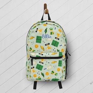 Tennis Backpack Personalized with Name - Kids Sports School Bag and Lunchbox Set, Customized Tennis Team Gift, Sports Practice Gear Bag