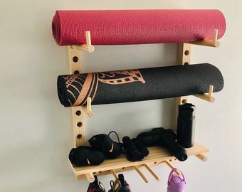 Yogamatten-Aufbewahrung, voll einstellbar, Gym-Aufbewahrung, Wandregal, Gym-Organizer zu Hause, Yoga-Mattenständer, Peloton-Rack