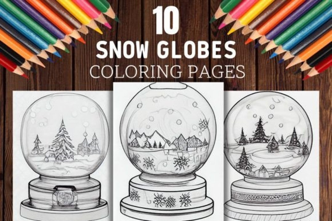 Snow Globes Coloring Pages, Snow Globes Coloring Book, Instant Download, PDF, Digital Download