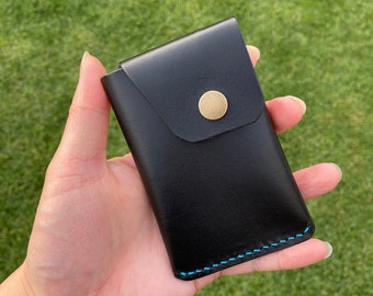 Vertical Snap Wallet Italian Leather Minimalist Card Holder Handmade