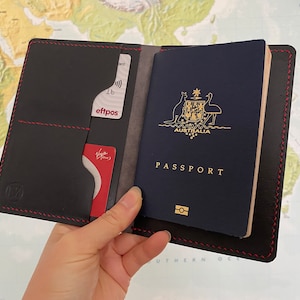 Personalisierte Känguru-Leder Pass Reisebrieftasche Halter Handgemacht