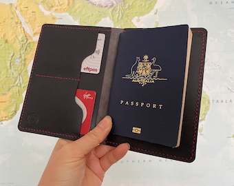 Personalised Kangaroo Leather Passport Holder Cover Wallet Handmade, Travel Passport Wallet, Leather Travel Accessory, Gift for Traveler