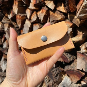 Mini Snap Wallet Minimalist Italian Leather Card Holder Handmade