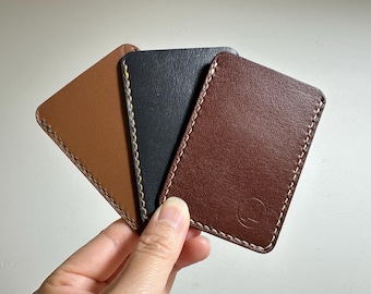 Personalised Kangaroo Leather Mini Minimalist 2-3 Card Holder Wallet Handmade