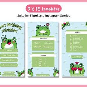 Kawaii Frog Subathon Social Media Template Package Twitch Event Social Cute Gaming Theme for Twitch Streamer Discord Youtube Stream image 5