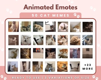 50 Animated Cat Memes Emote Bundle | Funny Cats | Kawaii Cats | Cat Emotes for Twitch and Discord | Twitch Meme | Emotes for streamers