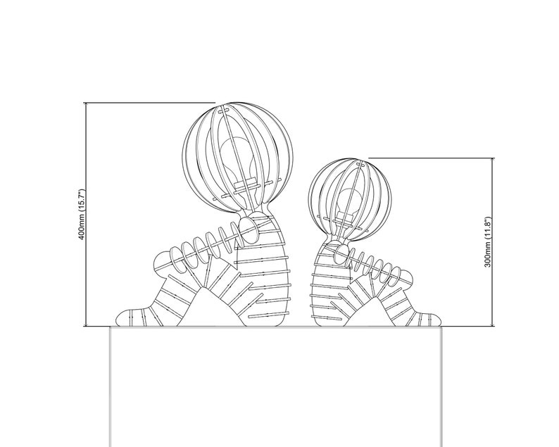 Zittende menselijke figuur tafellamp schaduw, DXF SVG Laser Cut-bestanden, 4 mm of 3 mm materiaal afbeelding 4