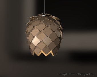 Pine Cone plafondlamp schaduw, DXF SVG lasergesneden bestanden, 4 mm of 3 mm materiaal